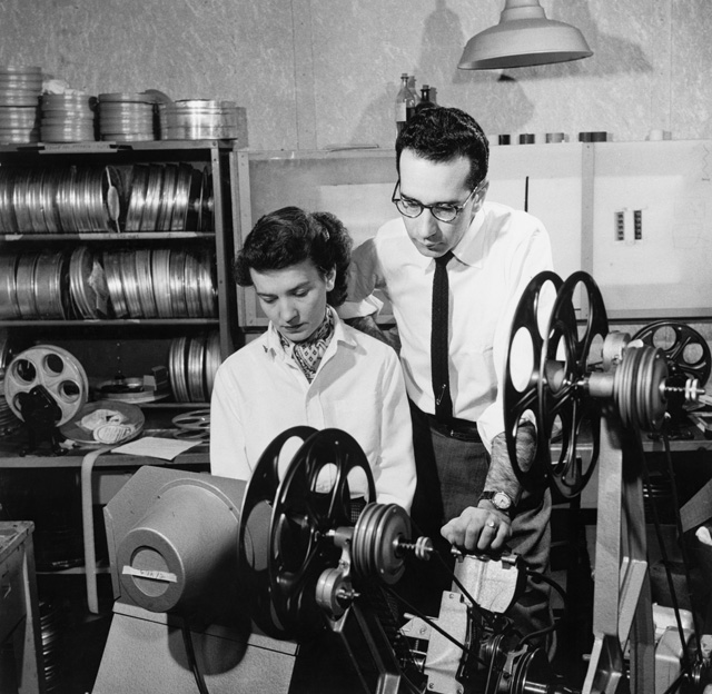 Morten and Gudrun Parker at the National Film Board, April 1954. Photo: Chris Lund