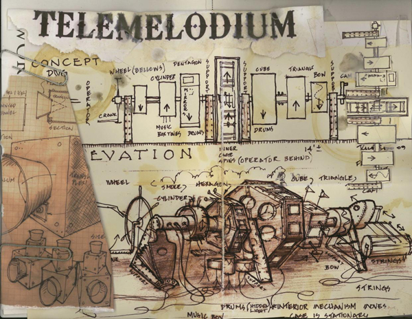 Preliminary sketch for the Telemelodium in Night Mayor.