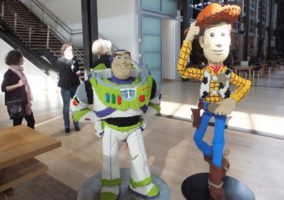 Buzz and Woody in the Pixar lobby…