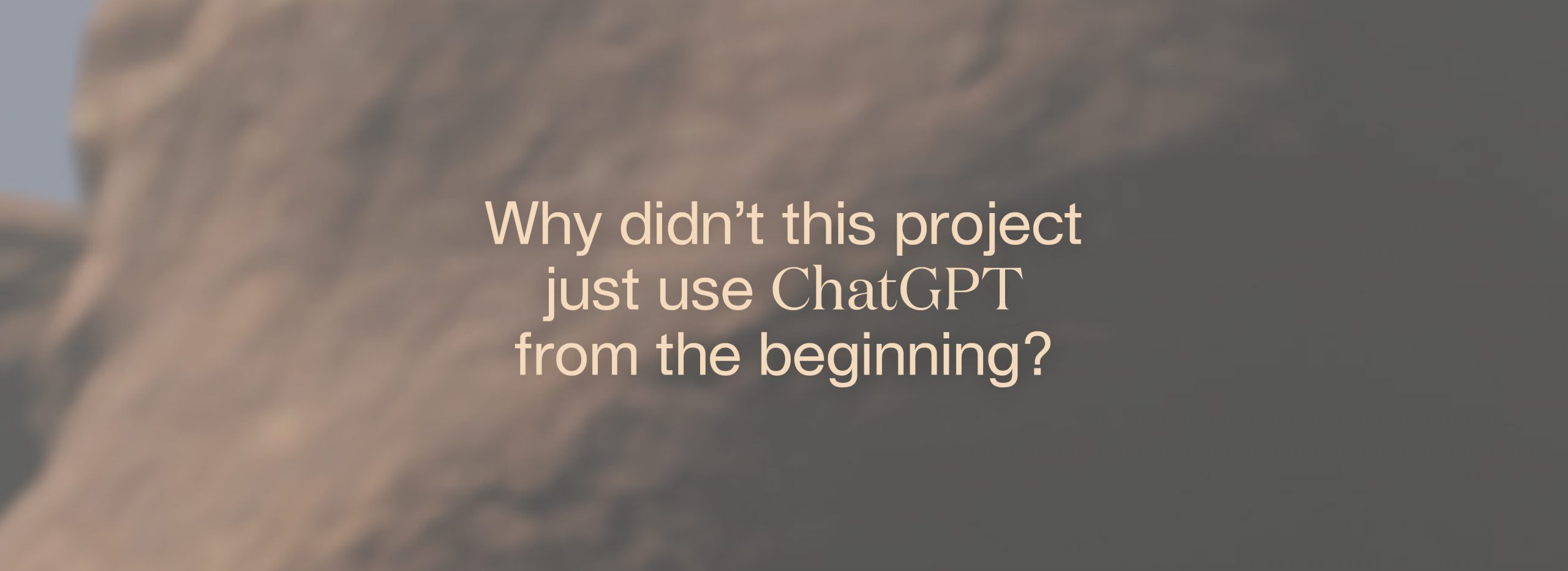 Why didn’t this project just use ChatGPT from the beginning?