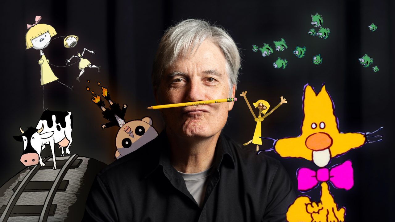 A cat, a strange visitor, a cow, a frog and a little girl: the world of Cordell Barker